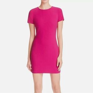 Likely Manhattan Bodycon Dress Short Sleeve Zip Back Crew Neck Fuchsia Size 4
